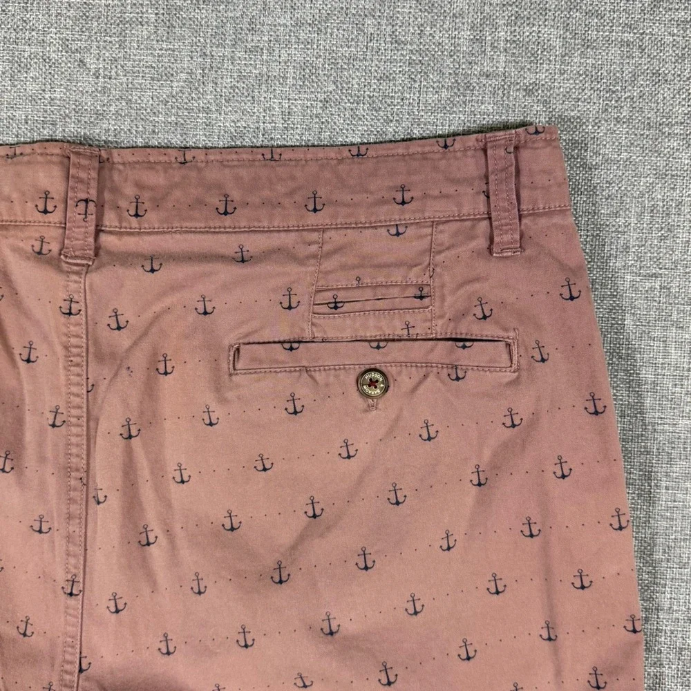 Hudson & Barrow Anchor Chino Shorts Mens 36 Pink Nautical Preppy Coastal Summer